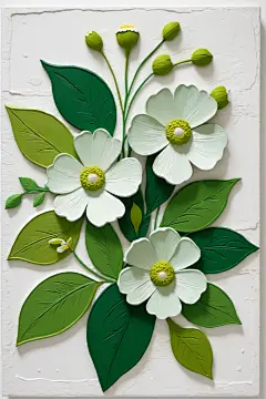 植物图案花卉油画肌理装饰插画