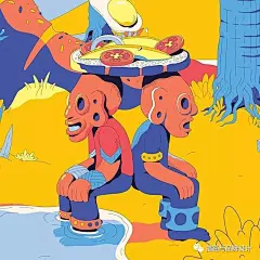 插画丨色彩缤纷的动感插画，她用对比色和曲线创作出脑洞大开的神奇世界 : 60万插画师共同关注→插画与品牌设计