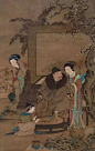 佚名 闻香煨玉图 绢本立轴 154×98 cm 