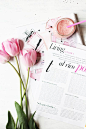 #flatlay #flatlays #smoothie #tulips #pastel #pink: 