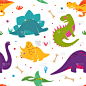 可爱的,恐龙,动物手,四方连续纹样,侏罗纪公园,分离着色,纺织品,绘制,收集,设计