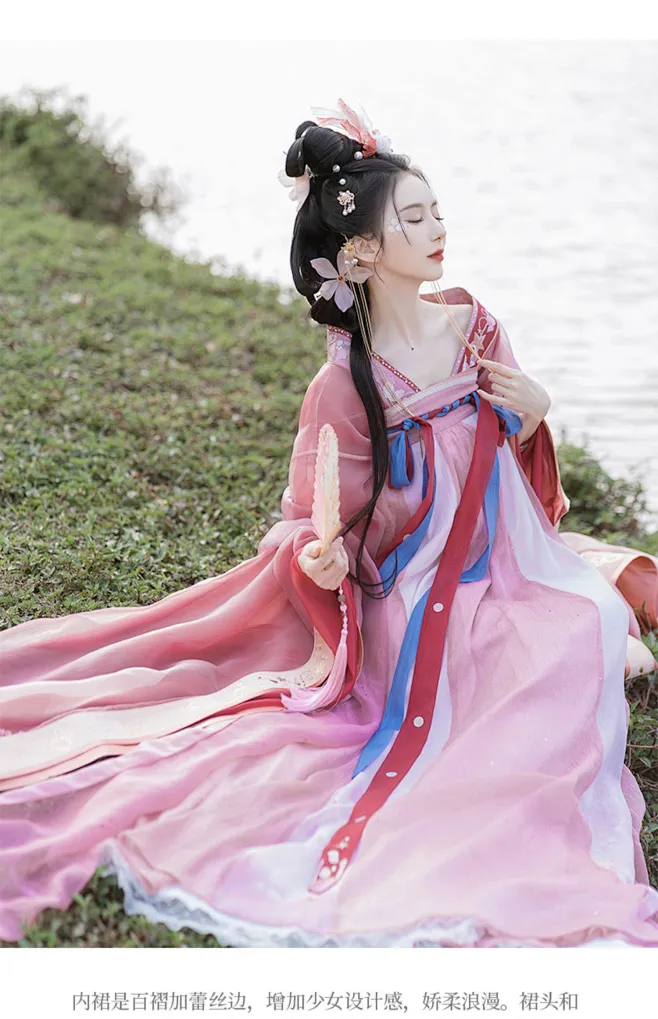 钟灵记红绡:交领大袖上襦下裙齐胸女夏帔子披帛绣花汉服 2022-tmall.com天猫-花瓣网