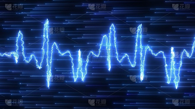 蓝色抽象数字电波和粒子流动能量-抽象背景纹理