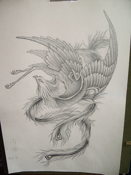 半背凤凰纹身图案