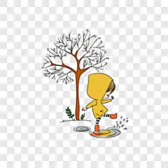简约秋天枯树小孩玩耍场景卡通手绘PNG图片 来自PNG搜索网 pngss.com 免费免扣png素材下载！