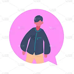 男人聊天气泡人物头像孤立的男性卡通肖像扁平