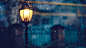 一般1920×1080城市雪灯笼路灯晚上冬天的雪花情感迷离