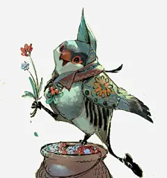 献花的小鸟免抠素材_新图网 https://ixintu.com 儿童插画 卡通 卡通人物 卡通动物 可爱 小鸟 插画 故事插画