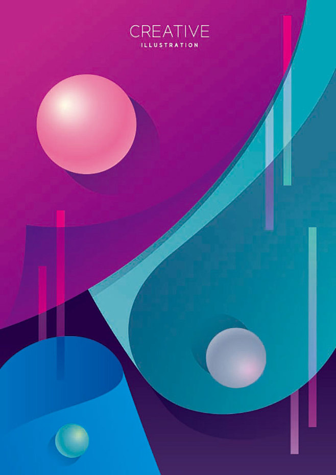 宇宙星空科技感梦想海报扁平化渐变炫彩视觉插画ai矢量图设计素材淘宝