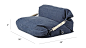 Image with dimension for Adjustable Blue Bean Bag Chair