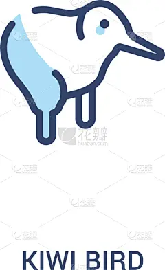 无翼鸟,概念,图标,分界线,简单,两只动物,可爱的,国内著名景点,野生动物,直的