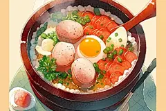 广东特色木桶饭煲仔饭美食插画