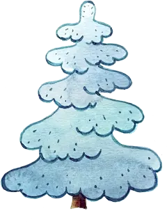 手绘雪松松树PNG免抠素材