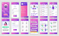 Set of UI, UX, GUI screens Social Network app flat