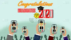 因2019冠状病毒病在线毕业，2020年毕业班毕业贺卡。