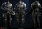 Marcus Fenix - Gears of war 4, Heber Alvarado :  Michelle created Marcus's head (model, textures) and I created the other elements (body models, textures and scene lighting/posing)
Weapon by TC weapon team. 
