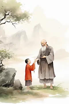 古代中国风水墨古风教师节老师学生人物插画