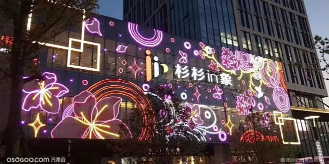 商场户外墙体灯光亮化出售LED灯幕墙灯饰画租赁-花瓣网