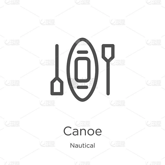 canoe icon vector from nautical collection. Thin l素材-花瓣网