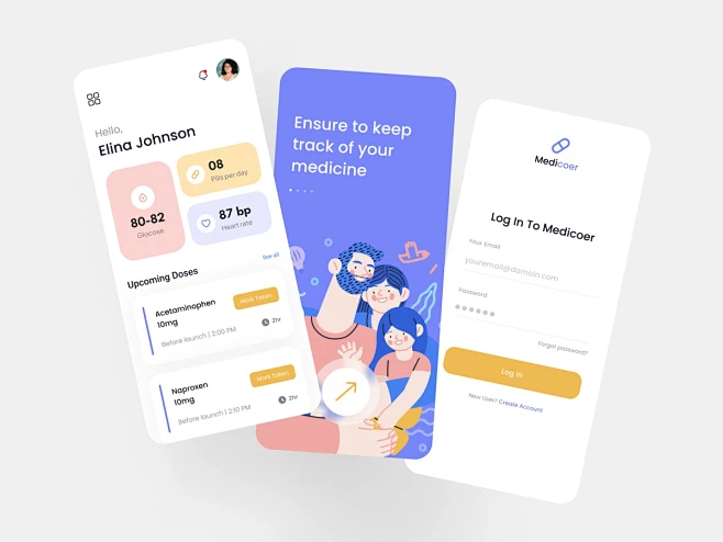 Medicine reminder mobile app android app app ui app ux application ...