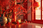新年春节中国风电商展示台背景