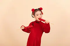 冰糖葫芦龙年新年春节女孩人物摄影图