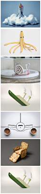 【Domenic Bahmann：隐藏在生活中的小艺术】来自澳大利亚艺术家 Domenic Bahmann 的生活作品：两杯咖啡螺旋桨飞机；一条毛巾、两支牙刷、一支洗脸奶组成的过牛、饼干椅子；蕉皮八爪鱼等等，一点点的创意就让生活中的小物品变得生动有趣，大家不妨试试。 ​​​​