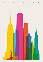 Poster - NYC - New York City - Skyline - Color - Multicolor - Empire State - Staue of Liberty: 