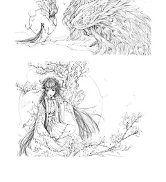 【赠海报+涂色本】正版 间花寻影+扫花寻径 古戈力画集全套2册 手绘线稿填色本半面妆插画唯美古风女人物线描集临摹绘本动漫画册书-tmall.com天猫