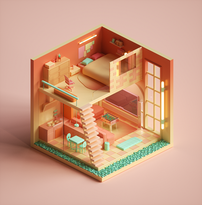 近期C4D零基础课程小房间案例优秀作业-...