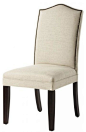 Custom Camelback Parsons Chair With Nailhead Trim, Dueck Linen contemporary dining chairs and benches