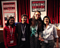 The Debating Matters finalists. Left to right: Ilhaam Ashraf and Nikhil Amarnath of NPS Koramangala, and Samantha Cooke and Sheanna Patelmaster of the winning Withington Girls' School team. Image © Lameya Chaudhury