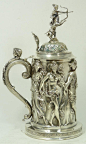 IMPRESSIVE FRENCH SILVER REPOUSSE TANKARD@北坤人素材