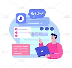 在线简历,简历创建。失业人员招聘机构。猎头招聘。申请人填写专业资料。求职平台，招聘笔记本应用。平面向