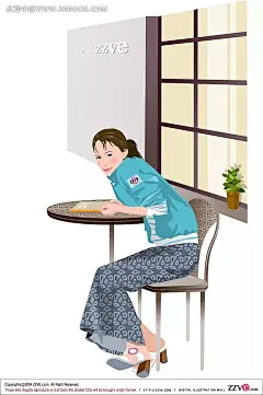 看菜单的女孩子插画AI|绘画设计|角色|卡通人物|卡通人物图片|漫画人物|人物插画|人物素材|人物图片|矢量人物|矢量图|手绘人物|水彩
