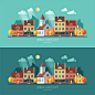 Flat design urban landscape illustration on Behance