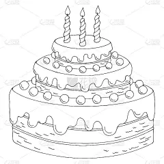 生日蛋糕甜点图形黑白孤立插图矢量