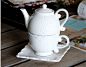 雨奶奶 法式餐具 无印良品 创意白色浮雕咖啡壶杯碟套装 宜家家居