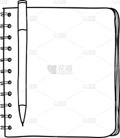 矢量笔记本与钢笔手绘线艺术可爱的插图