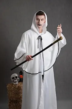魔法师装扮外国男模万圣节人物摄影图片
