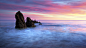 General 1920x1080 nature landscape rock water sea clouds horizon sunset waves long exposure colorful