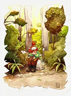 手绘森林人物图案高清素材 免抠 设计图片 页面网页 平面电商 创意素材