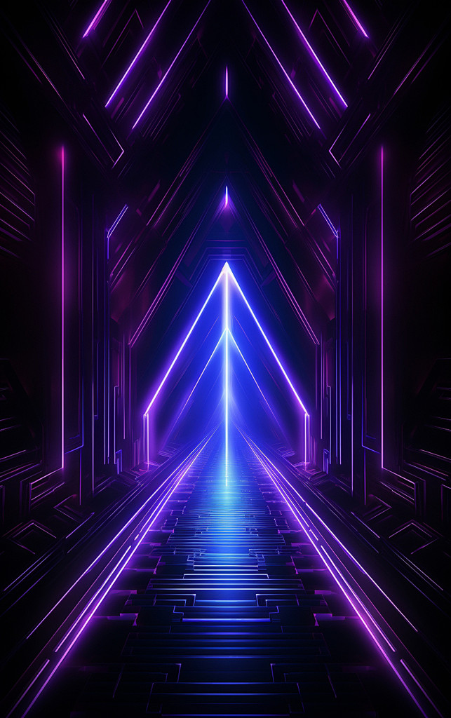数字艺术紫色光效科技背景科技边框背景