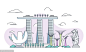 新加坡建筑鱼尾狮总统府大楼地标建筑建筑插图插画