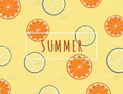 创意的插图夏季背景与热带水果，橙子和酸橙。