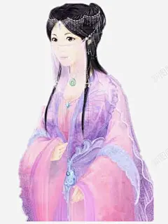 紫衣婉约古风手绘女子高清素材 古风 女子 婉约 手绘 免抠png 设计图片 免费下载
