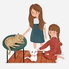 手绘卡通逗猫玩的小女生插画设计元素图片大小2000x2000px 图片尺寸1.99 MB 来自PNG搜索网 pngss.com 免费免扣png素材下载！插画设计#宠物#闺蜜#猫咪#人物素#手绘#小女孩#小女生#小清新#装饰图案#