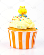 纸杯蛋糕,垂直画幅,无人,蓝色,奶泡,蛋糕,面包店,小吃,甜点心,黄色