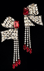 Yves Saint Laurent Diamanté Bow Drop Earrings@北坤人素材