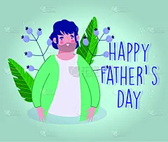 父亲,幸福,动画片,父亲节,周年纪念,贺卡,儿童,花,植物,绘画插图